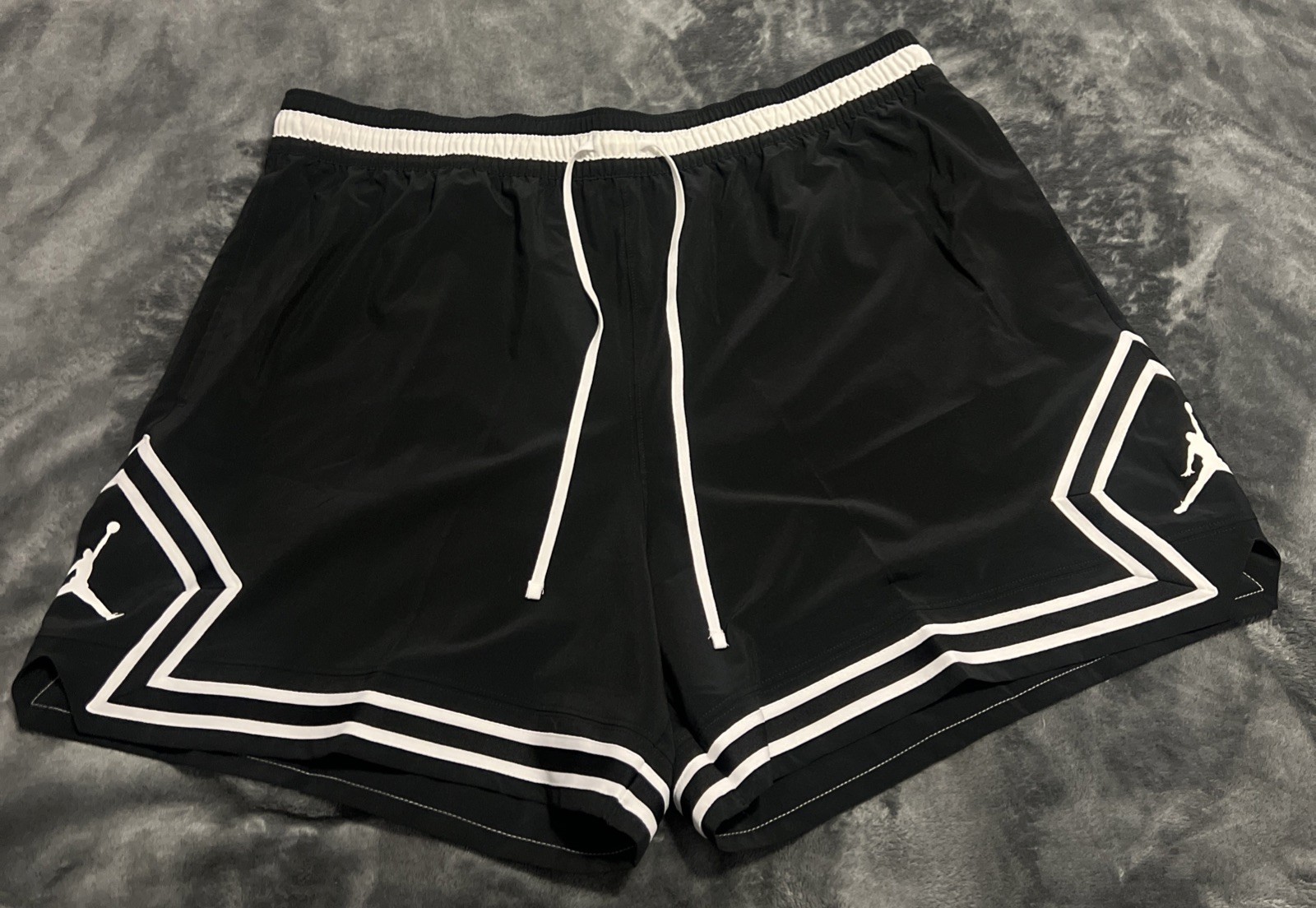 LARGE Jordan Shorts Men’s Black Nike Air Dri-Fit Sport Diamond Woven FQ2989-010