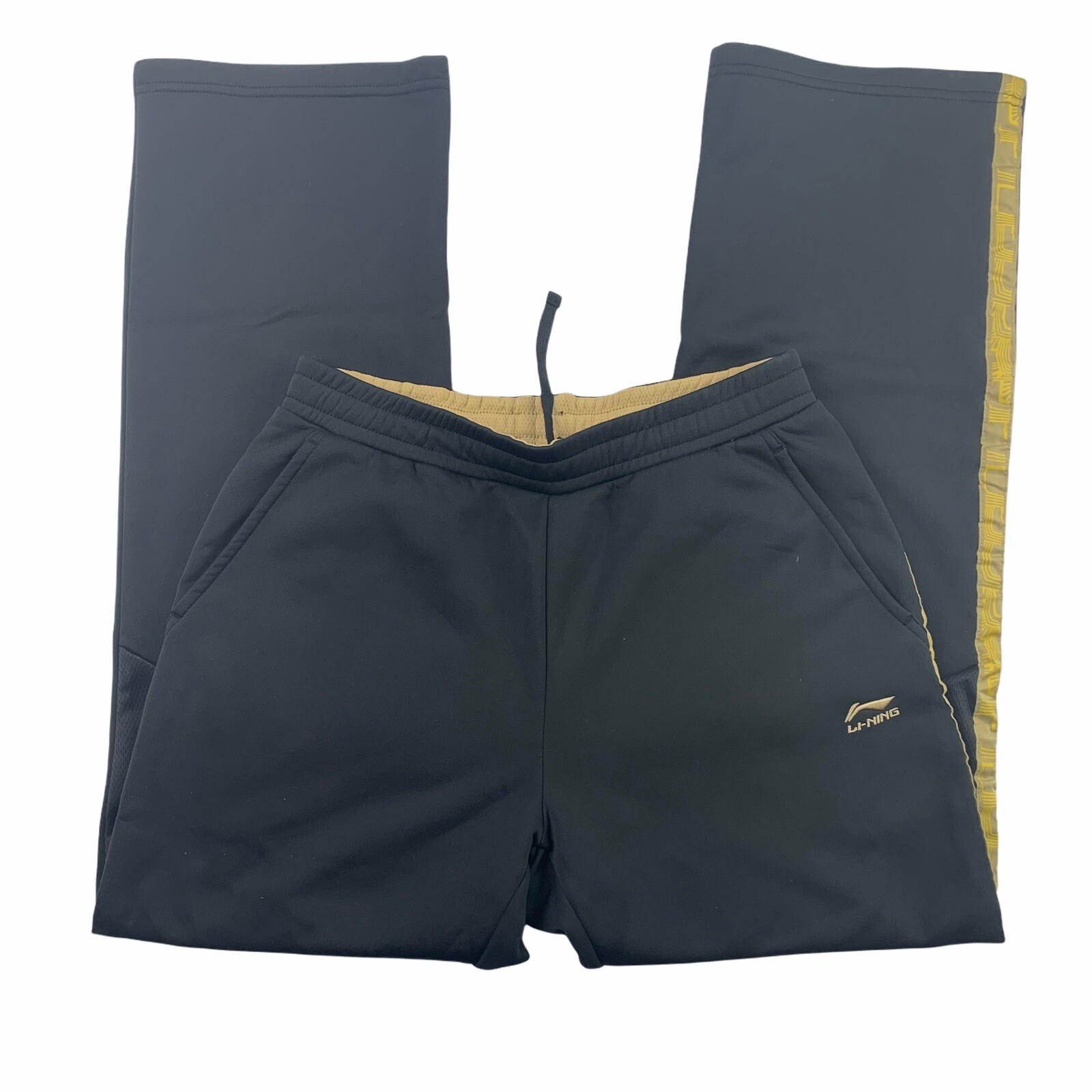 Men’s Li Ning Team China Athletic Pants Sz Medium Black Gold Polyester D Wade
