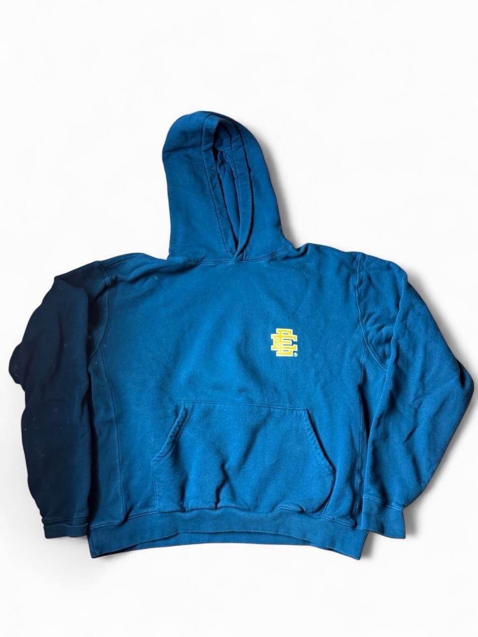 Eric Emanuel Premium Designer Blue Hoodie with Yellow Logo Size L. Brand New