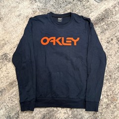 Oakley Crewneck Sweatshirt Navy Blue Orange Logo Pullover CA35460 RN96548