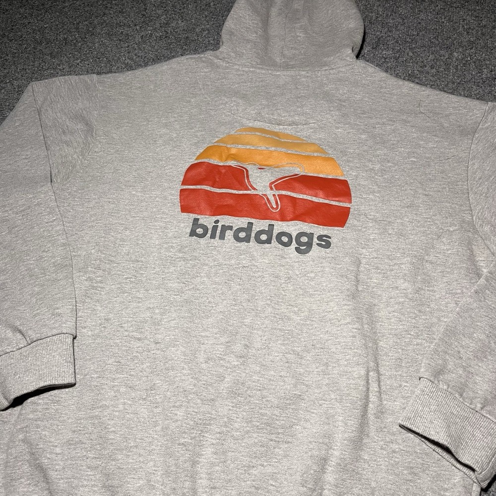 Bird Dogs Hoodie Mens Large Gray Logo Pullover Spellout Hooded Sweatshirt