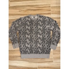 H Grey Skull All Over Print Sweatshirt Mens Medium Crewneck Gothic Streetwear