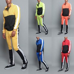 Men’s Sports Track Pants & Jacket Tri-Colored Track Suit Set S~6XL ST5010-523