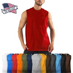 Mens Basic Sleeveleless Cotton Muscle Gym Tank Top