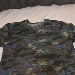 BCG Teens L Short Sleeve Camouflage Green Gray Crew Neck Activewear T-Shirt