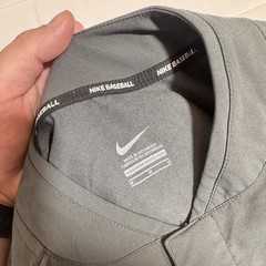 Nike Baseball Jersey Shirt, Logo, Zipper Pockets, 1/4 Buttoned, Gray, Male, M/D