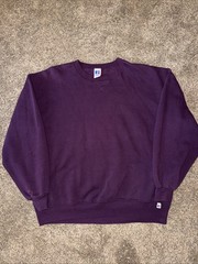 Vintage Russell Sweatershirt Mens XXL 2XL Dark Purple Plum Crew Neck USA FLAWS