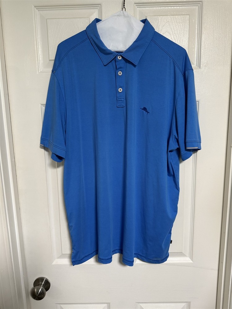 TOMMY BAHAMA MENS XL BLUE GOLF POLO MARLIN LOGO