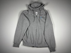 Port & Company Hoodie Men L Gray Full Zip Fleece Sweatshirt Casual Workwear Zip