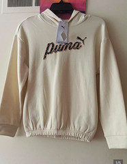 PUMA Men’s Pullover Hoodie Beige XL Hooded Long Sleeve Logo Graphic Print