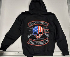 2ND AMENDMENT BROTHERHOOD FREEDOM 1791 SKULL CROSSED GUNS HOODED SWEATSHIRT NEW