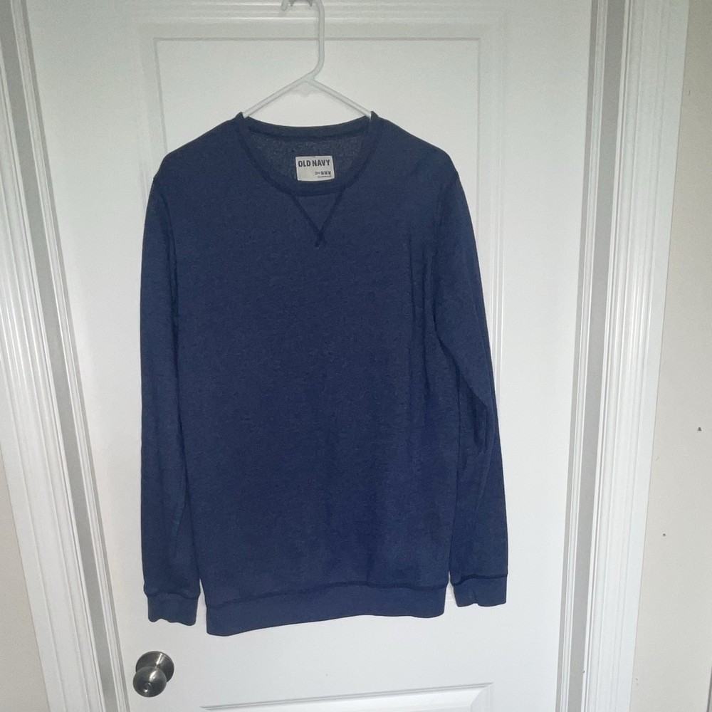Old Navy Men’s M Blue Solid Crew Neck Long Sleeve Pullover Sweatshirt