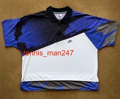 Nike Andre Agassi French Open Air Tech Challenge Court Tennis Polo Shirt Denim