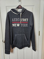 Aeropostale 1987 New York Gray Hoodie Sweatshirt Men’s Size Meduim