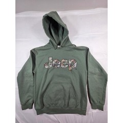 Jeep Camo Logo Hoodie Mens Medium Green Gildan Heavy Blend Graphic Sweatshirt
