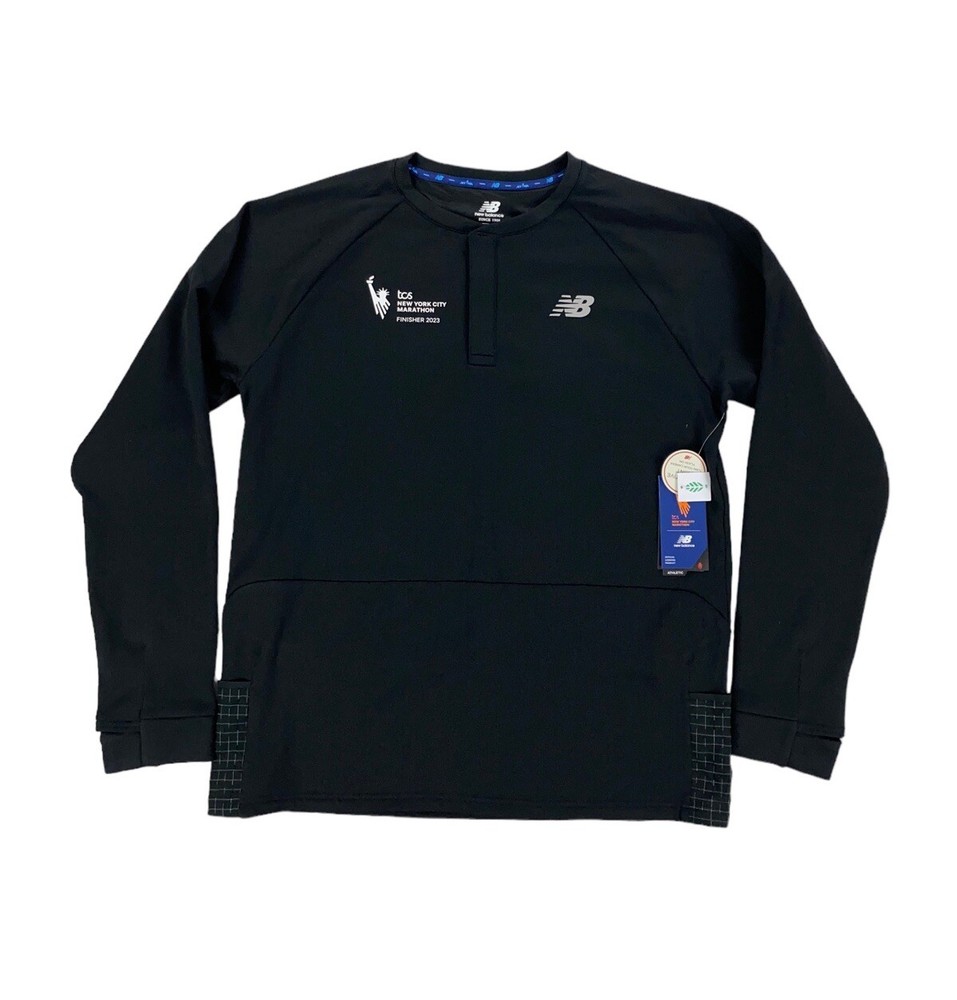 NEW New Balance 2023 NYCM Finisher Heatgrid Long Sleeve Mens Shirt Black