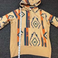Champion Hoodie Mens Medium Tan Southwestern Aztec Print Reverse Weave Pullover