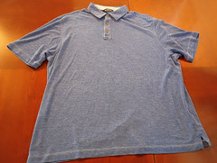 Roundtree & Yorke Polo Shirt Mens XL Blue Stripe Ribbed Golf Collar Short Sleeve