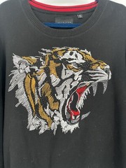 SEAN JOHN Men’s 3XL Black Beaded Tiger Pullover Sweatshirt
