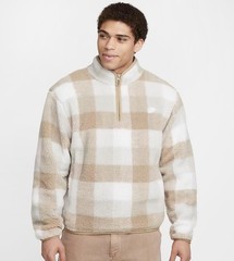 Nike Club Fleece Winterized Half-Zip Pullover Brown Beige Mens Medium FZ0896-247