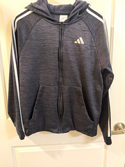 adidas Boys black Full Zip Hoodie w/ Pockets Size XL