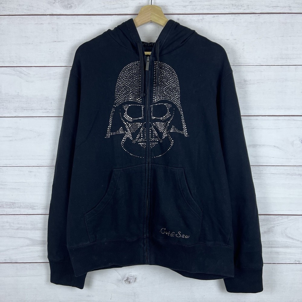 Star Wars Marc Ecko Cut & Sew Darth Vader Beaded Full Zip Black Hoodie SZ L 2007