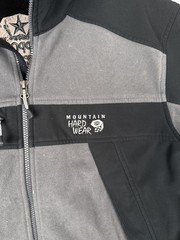 Mountain Hardwear Jacket Mens Large Gray Black Fleece Softshell Sapporo Beer