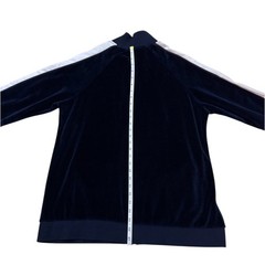 ASOS Men’s Navy Velour Track Jacket XL Full Zip Stripe Sleeve Casual Retro