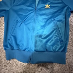 Vintage Adidas Trefoil Striped Track Jacket Blue Yellow Medium