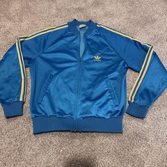 Vintage Adidas Trefoil Striped Track Jacket Blue Yellow Medium