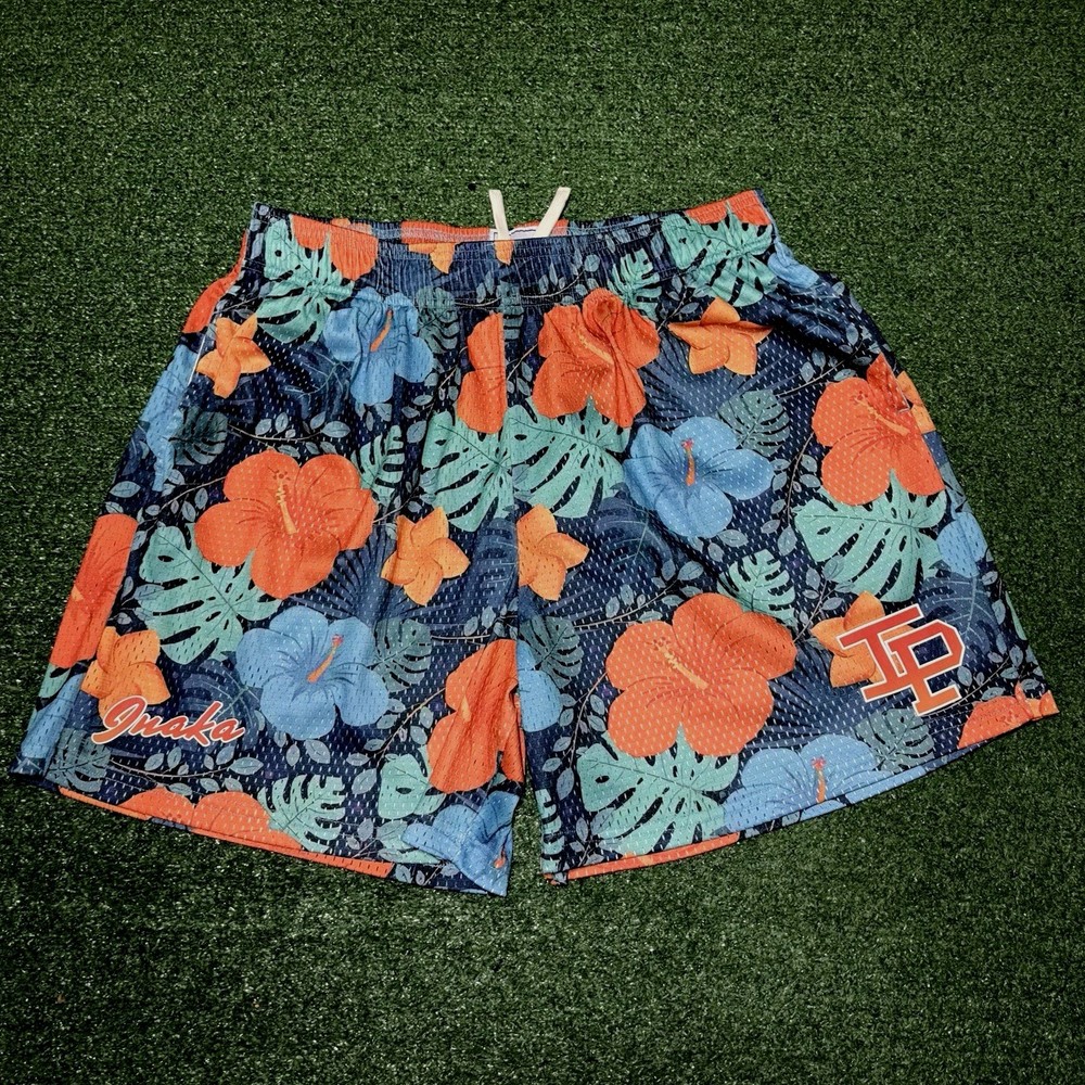 Inaka Power Mesh Shorts Floral Tropical Elastic Waist Pockets XXL Mens 2XL