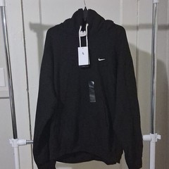Nike Men’s XL Black Pullover Hoodie Solid Logo Pockets Drawstring Hooded