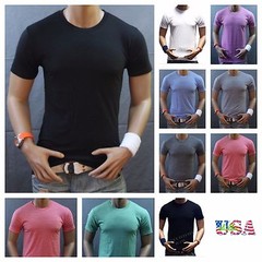 Mens T-Shirt Heather Plain Crew Neck Slim Fit Muscle Fashion Casual Tee S-2XL