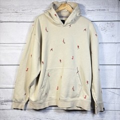 Nike Air Jordan Essential Jumpman Hooded Sweatshirt Size XL Beige Allover Print