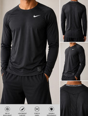 Nike Pro DRI-FIT Compression Long Sleeve Crew Neck Shirt Black Men’s L