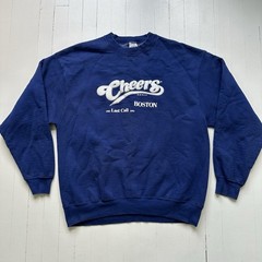 Vintage Cheers Sweatshirt Mens Large Blue Boston Crewneck USA 90s Sitcom Comedy